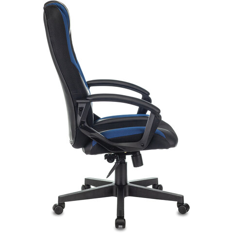 Кресло компьютерное VIKING-9/BL+BLUE, подушка, экокожа/ткань, черное/синее