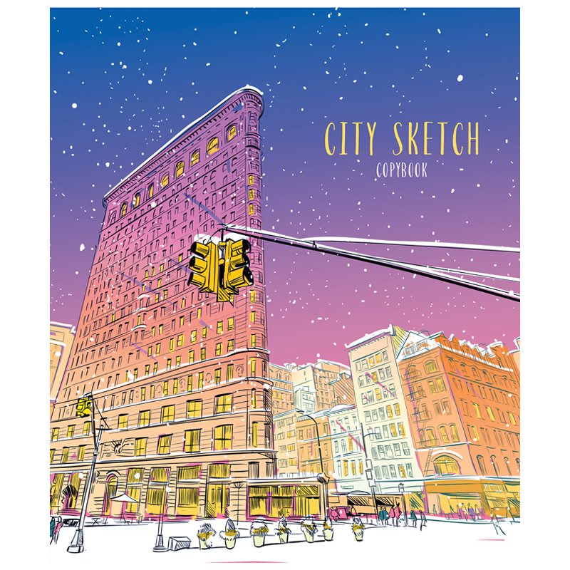 Тетрадь 96л., А5, клетка ArtSpace «Путешествия. City sketch», глянцевый УФ-лак