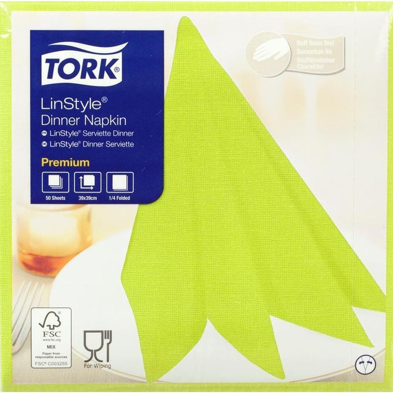Салфетки бумажные Tork LinStyle Premium 478876 39×39 см зеленые 1-слойные 50 штук в упаковке