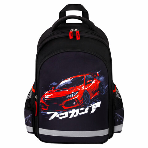 Рюкзак ПИФАГОР SCHOOL, 1 отделение, 3 кармана, «Street race», 38×28×14 см