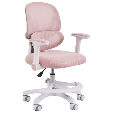превью Кресло детское с подставкой для ног BRABIX KIDS «MG-220», сетка/ткань TW, розовое