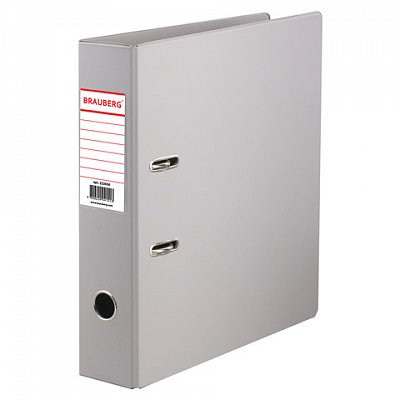 Папка-регистратор BRAUBERG с двухсторонним покрытием из ПВХ, 70 мм, серая