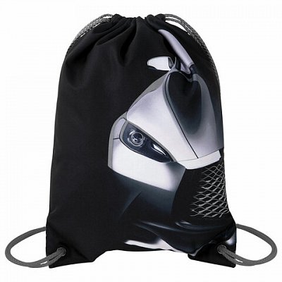 Мешок для обуви BRAUBERG PREMIUM, карман, подкладка, светоотражайка, 43×33 см, «Black car»