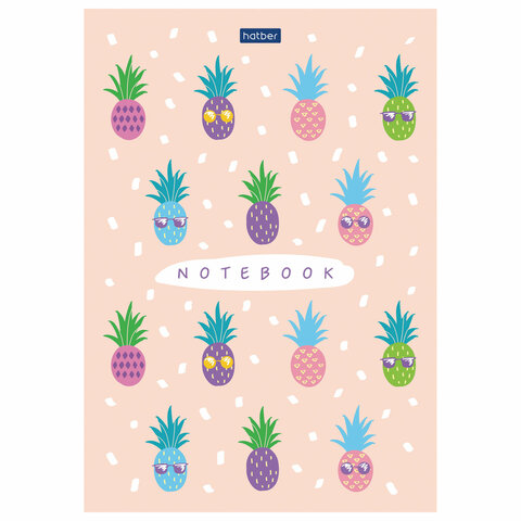 Блокнот А5 (145×210 мм), 50 л., склейка, обложка картон, в точечку, HATBER «Premium», «Pineapple», 50Б5лA9к
