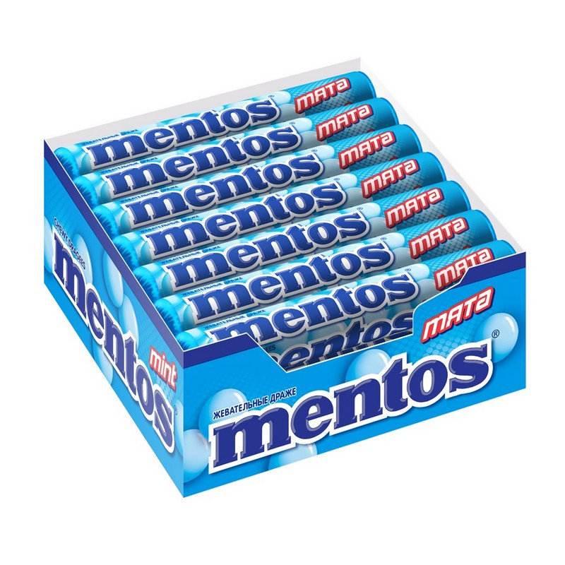 превью Конфеты жевательные Mentos Мята 37 г (21 штука в упаковке)