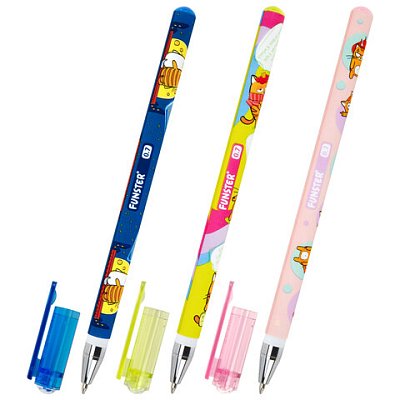 Ручка шариковая с принтом FUNSTER (ФАНСТЕР) STICK «КОТ-ЭНТУЗИАСТ», СИНЯЯ, SOFT TOUCH покрытие, узел 0.7 мм, линия 0.35 мм
