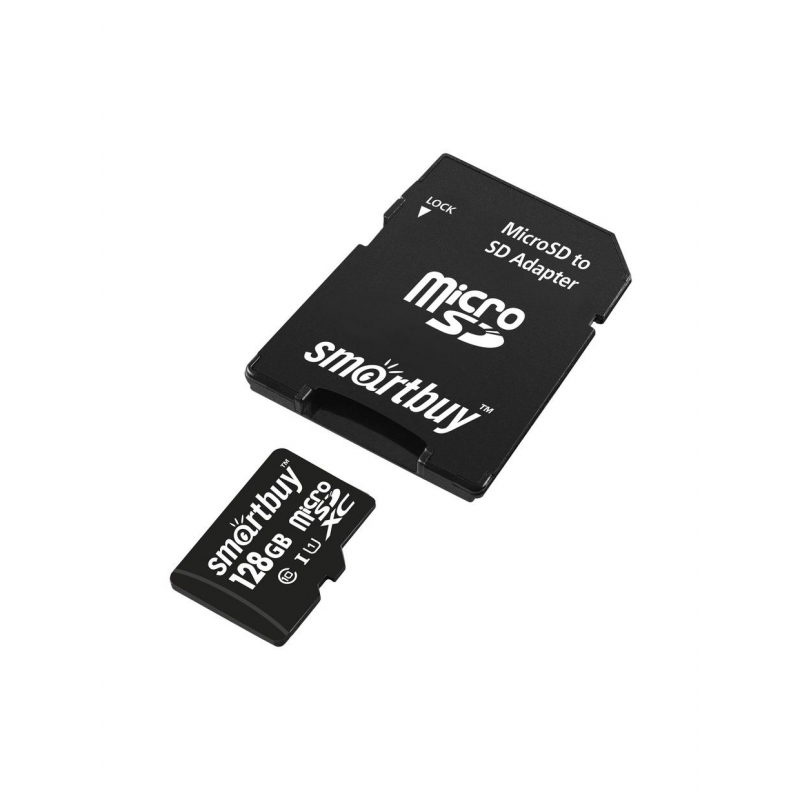 Карта памяти micro SDXC, 128 GB, SMARTBUY, UHS-1 U1, 80 Мб/сек. (class 10), с адаптером