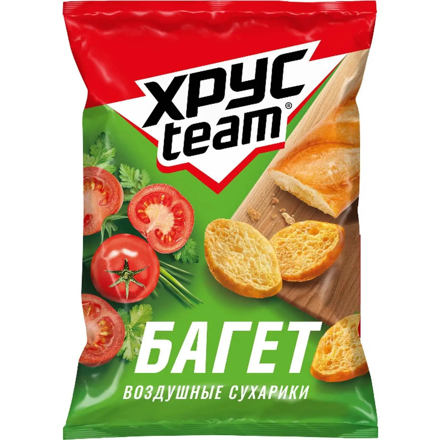превью Сухарики Хрустим Крекер багет томат и зелень (24 штуки по 60 г)