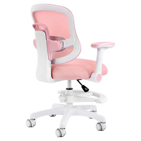 Кресло детское с подставкой для ног BRABIX KIDS «MG-215», сетка/ткань TW, розовое