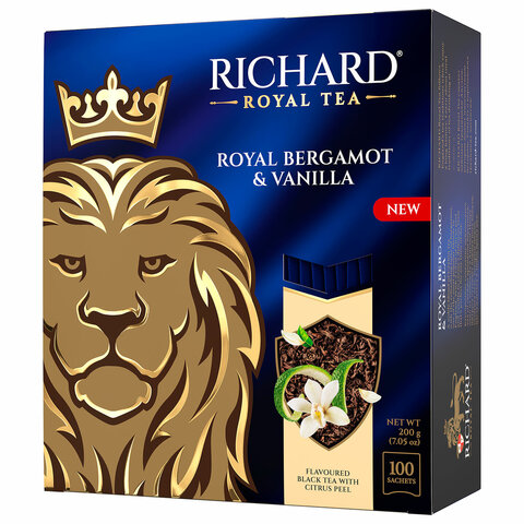 Чай RICHARD «Royal bergamot & vanilla» черный, 100 пакетиков в конвертах по 2 г