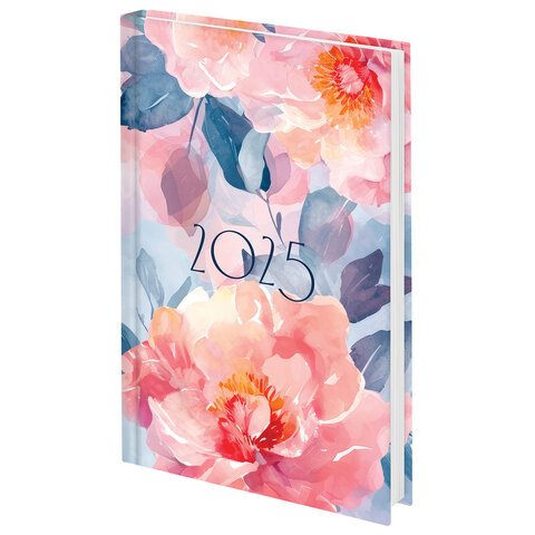 Ежедневник датированный 2025 145×215 мм, А5, STAFF, ламинированная обложка, «Flowers»