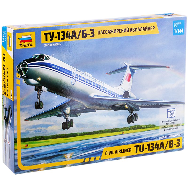 превью Модель для склеивания Звезда «Пассажирский авиалайнер ТУ-134», масштаб 1:144