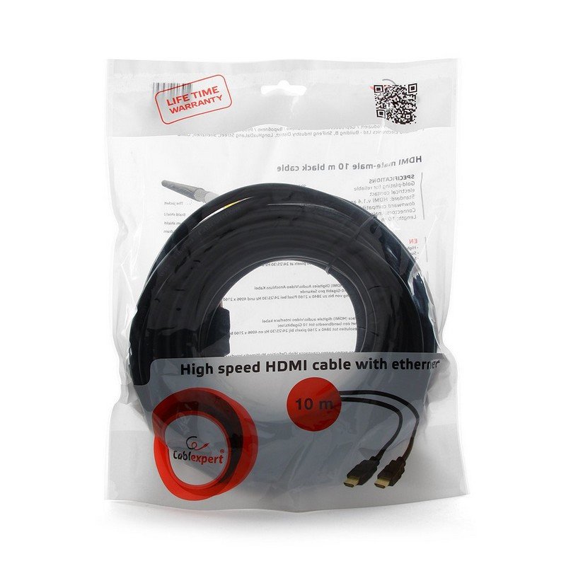 Кабель HDMI, 10 м, GEMBIRD, M-M, экранированный, для передачи цифрового аудио-видео, CC-HDMI4-10M