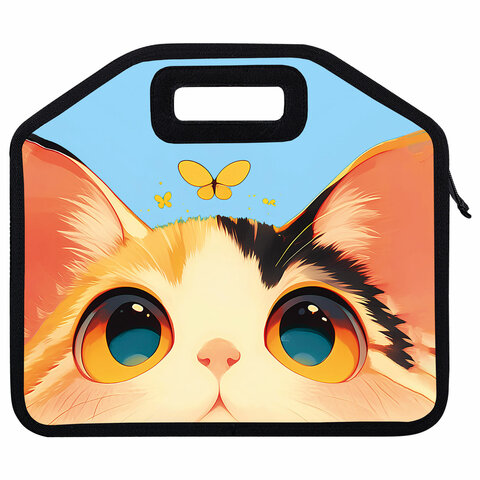 Папка-сумка ЮНЛАНДИЯ, 1 отделение, фетровые ручки, 34×30х11 см, Cute catcher
