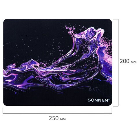 Коврик для мыши SONNEN «NEON SPLASH» резина + ткань250×200х2 мм513957