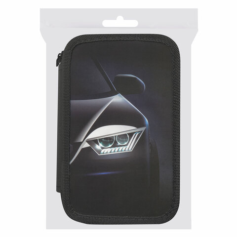Пенал ПИФАГОР, 3 отделения, ламинированный картон, 19×11 см, «Car flash»