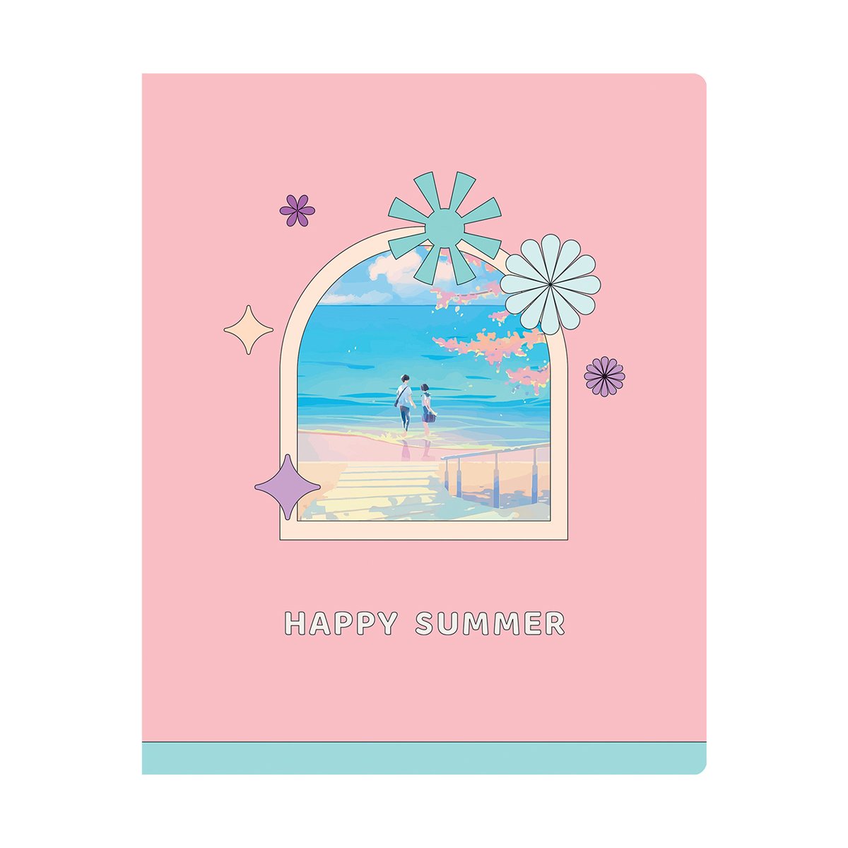 Тетрадь 40л., А5, линия BG «Happy summer», матовая ламинация