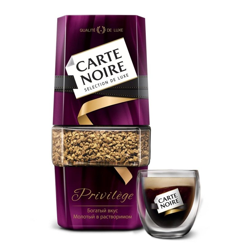 Кофе растворимый Carte Noire «Privilège», сублимированный с добавлением молотого, стеклянная банка, 95г