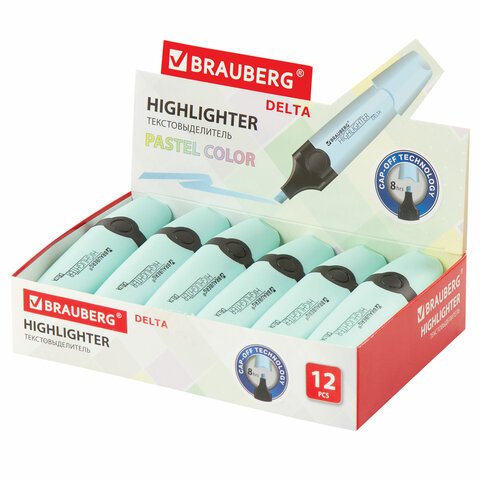 Текстовыделитель BRAUBERG «DELTA PASTEL», БИРЮЗОВЫЙ, линия 1-5 мм