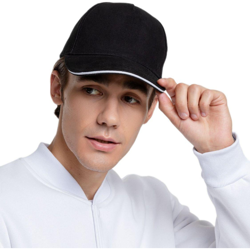 превью Бейсболка Classic, черная с белым кантом