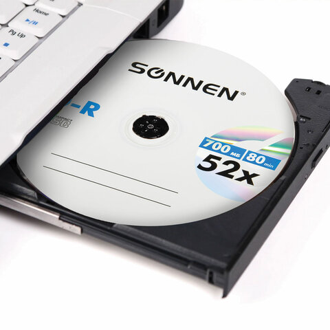 Диски CD-R SONNEN 700Mb 52x Cake Box (упаковка на шпиле) КОМПЛЕКТ 100шт
