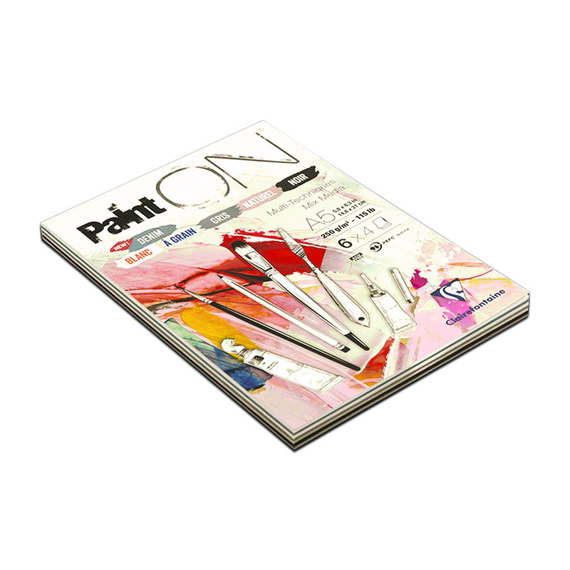 Альбом для смешанных техник 24л., А5, на склейке Clairefontaine «Paint'ON», 250г/м2, 6 цветов