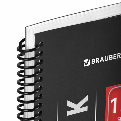 Тетрадь А4 120 л. BRAUBERG «Metropolis», спираль пластиковая, клетка, обложка пластик, ЧЕРНЫЙ