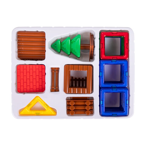 Магнитный конструктор MAGNETIC BUILD BLOCKS-39 «Построй дом», 39 деталей, BRAUBERG KIDS