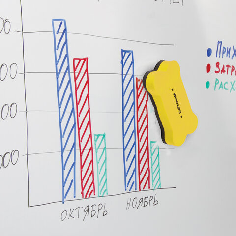 Стиратели магнитные для магнитно-маркерной доски ЮНЛАНДИЯ «Косточка», 55×110 мм, КОМПЛЕКТ 3 ШТ., ассорти