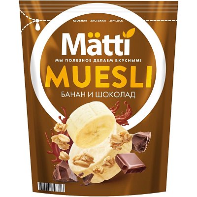 Мюсли Matti запеченные с бананом и шоколадом, 250г