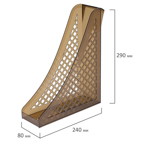 Лоток вертикальный для бумаг BRAUBERG ECO, 240×80х290 мм, сетчатый, дымчатый