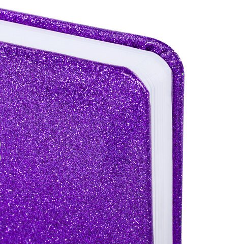 Ежедневник датированный 2024 А5 138×213 мм BRAUBERG «Sparkle», под кожу, блестки, фиолетовый