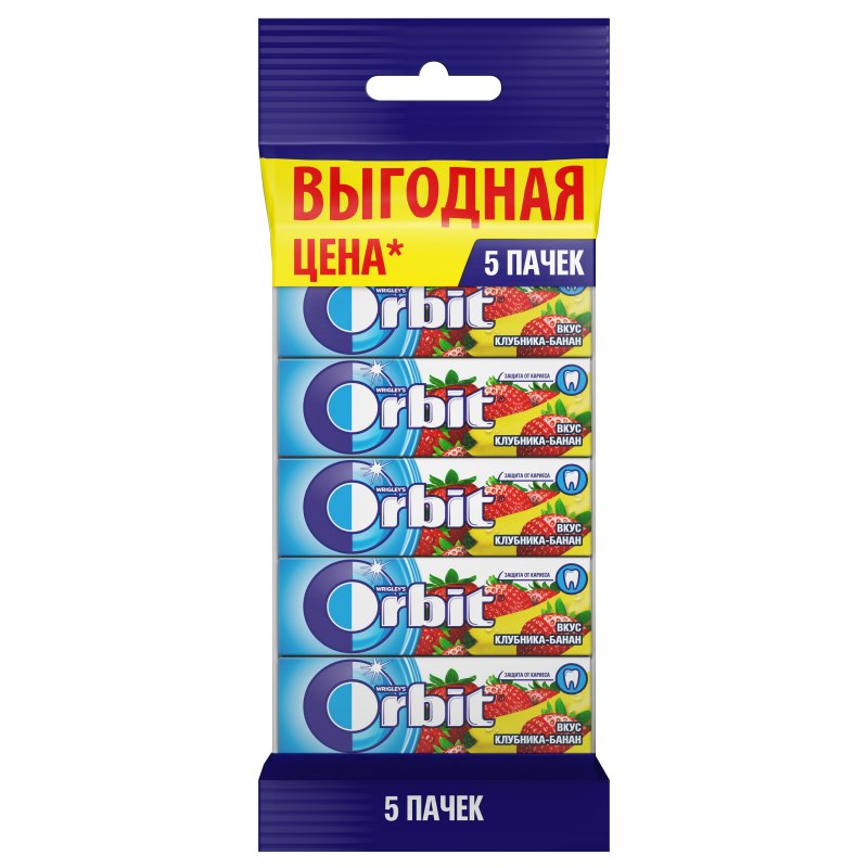 превью Жевательная резинка Orbit Клубника-Банан, без сахара, 5штx13.6г/уп