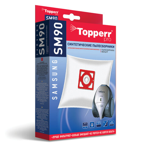 превью Мешок для пылесоса (пылесборник) синтетический TOPPERR SM 90, SAMSUNG, КОМПЛЕКТ 4 шт. 