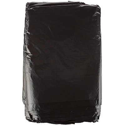 Мешки для мусора на 180 л черные (ПВД, 30 мкм, 50 штук в рулоне, 90×110 см)
