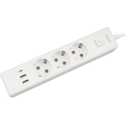 Удлинитель Power Cube, 3р с/з вык.,3USB, 3500 Вт, 16А,1.9 м, 3×1.0 (белый)
