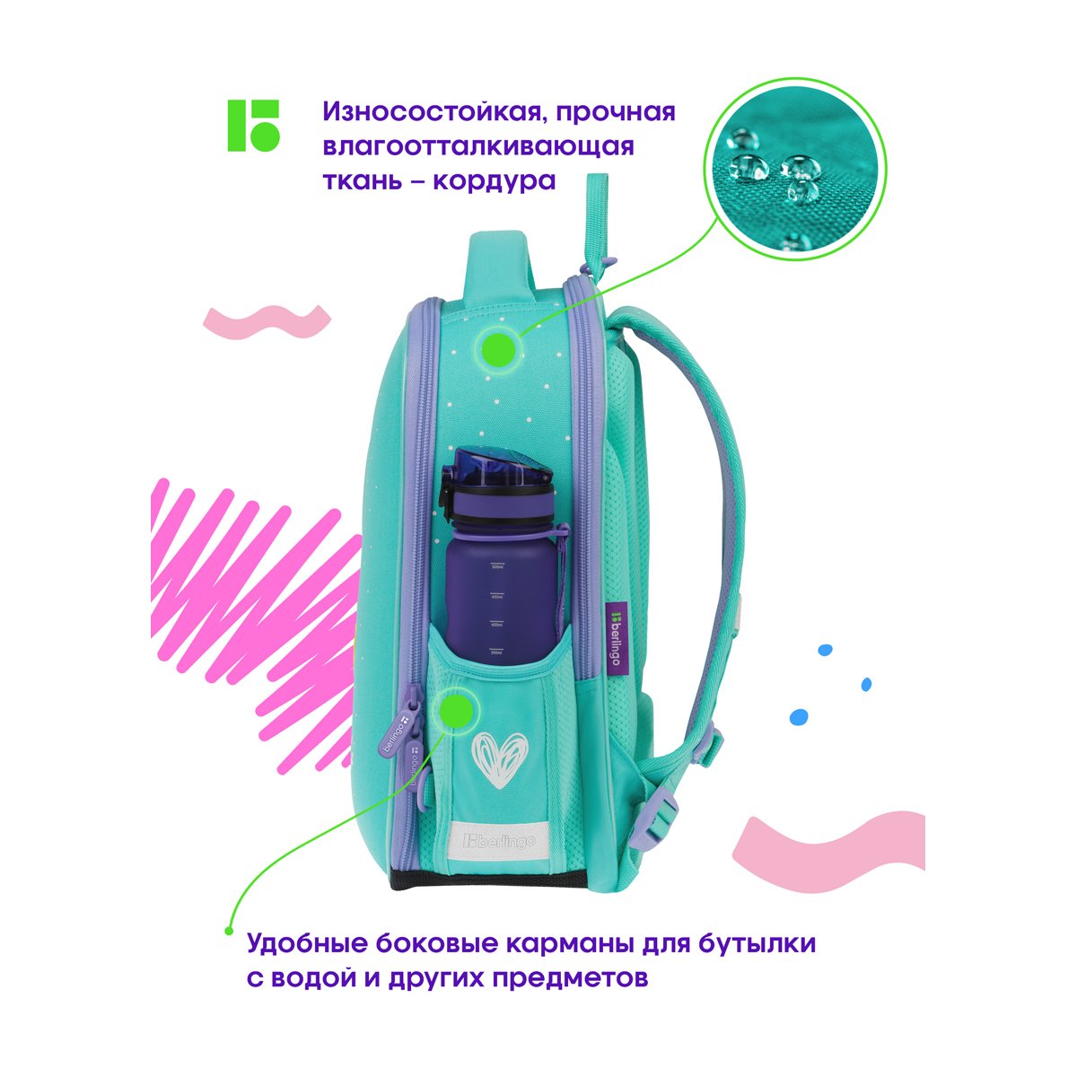 Ранец Berlingo Expert Mini «Hello» 36×27×14см, 2 отделения, 2 кармана, анатомическая спинка, мешок для обуви