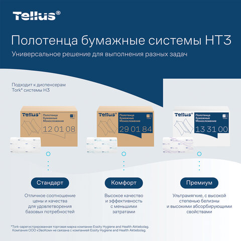 Полотенца бумажные 200 шт., Tellus/TORK (HT3) ПРЕМИУМ, КОМПЛЕКТ 20 пачек, 2-слойные, белые, 23×23 см, V-сложение