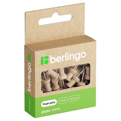 Кнопки силовые Berlingo «Green Series», 30шт., деревянные, крафт упак., европодвес
