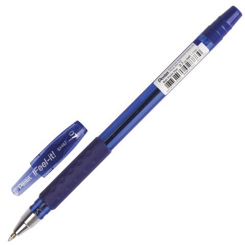 превью Ручка шариковая масляная с грипом PENTEL (Япония) «Feel It! », СИНЯЯ, трехгранная, узел 0.7 мм, линия письма 0.27 мм