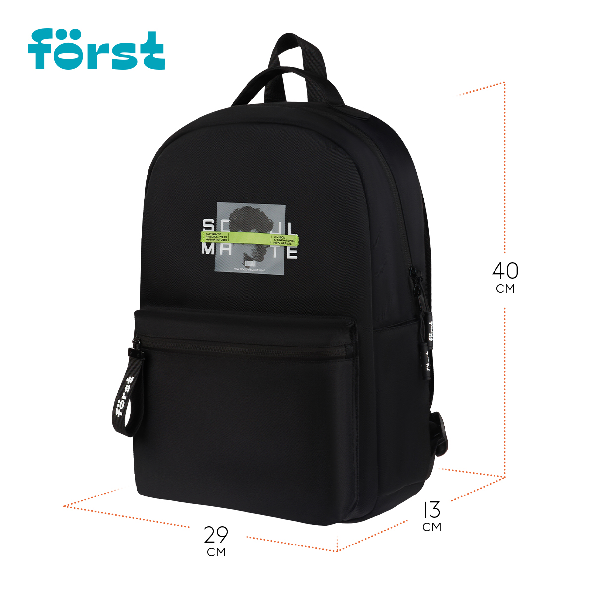 Рюкзак Först F-Spirit «Urban Jungle» 40×29×13см, 1 отделение, 3 кармана, уплотненная спинка