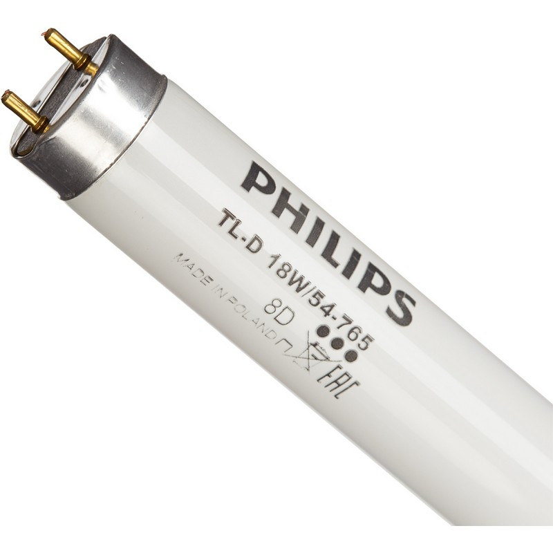Лампа люминесцентная Philips TL-D 18W/54, цоколь G13, холодный белый (дневной) свет, (25шт/уп), длина 604 мм