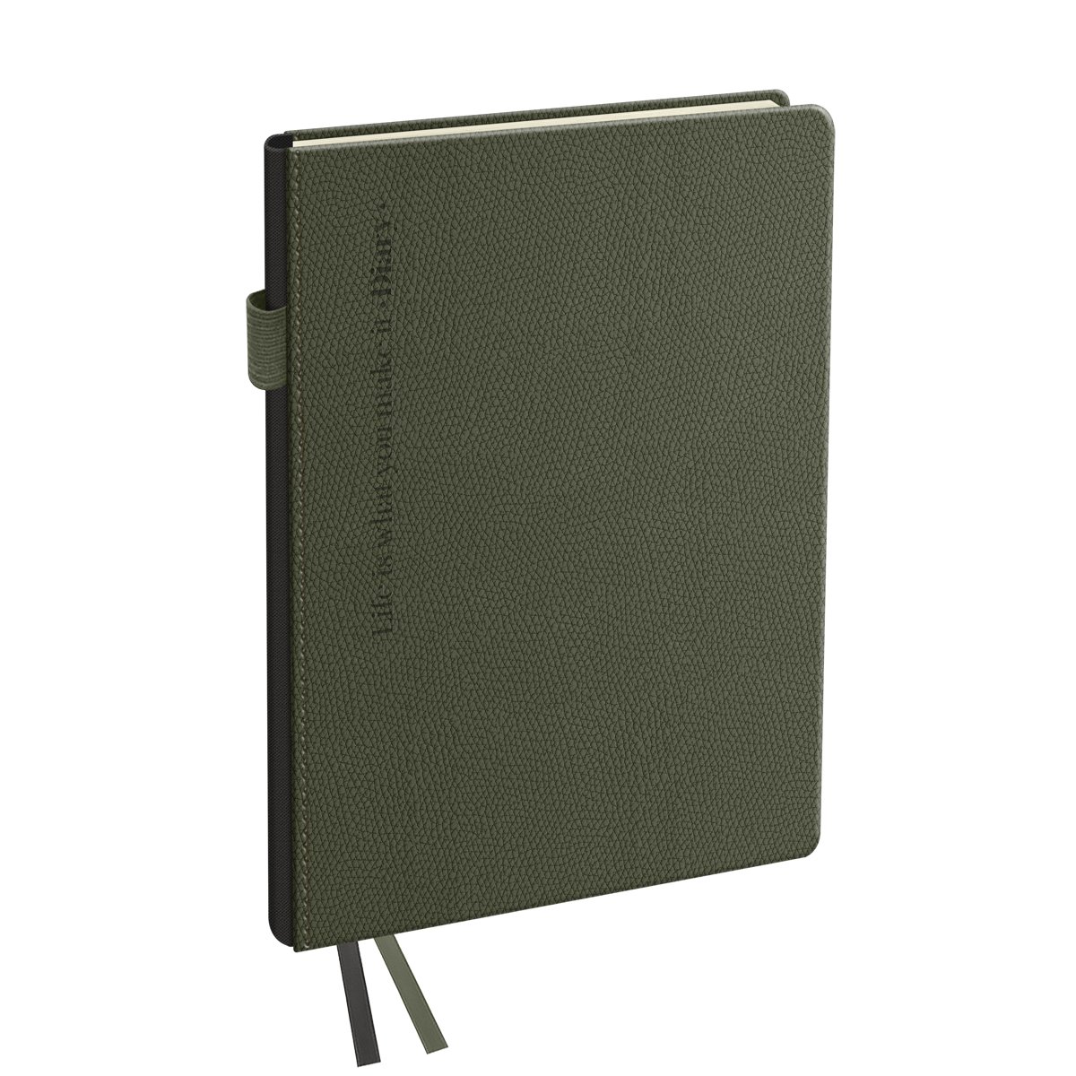 Ежедневник недатированный, А6, 136л., твердый переплет, кожзам, BG «Palm. Dark khaki», темно-зеленый