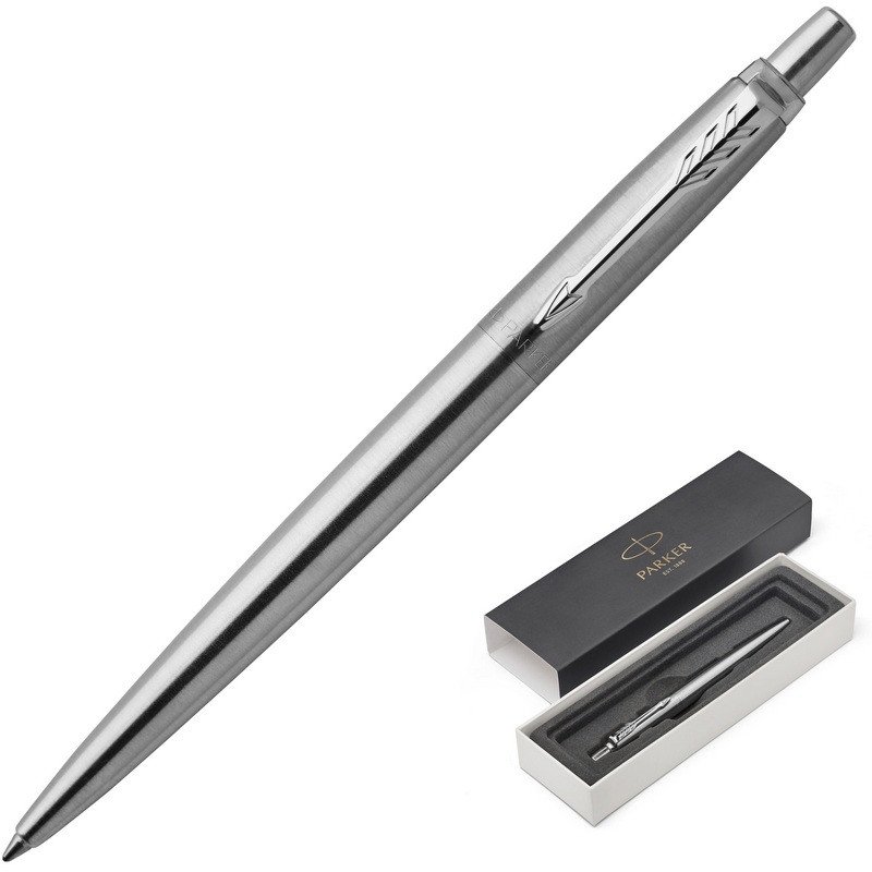 Ручка шариковая Parker Jotter синяя серебристый корпус (артикул производителя 1953170)