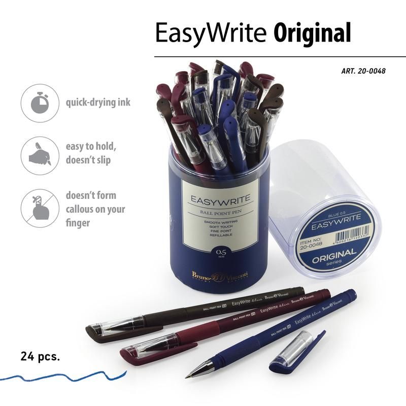 Ручка шариковая неавтоматическая Bruno Visconti EasyWrite Original цвет чернил синий цвет корпуса в ассортименте (толщина линии 0.4 мм)