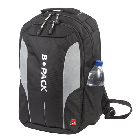 Рюкзак B-PACK «S-04» (БИ-ПАК) универсальный, с отделением для ноутбука, влагостойкий, черный, 45×29×16 см