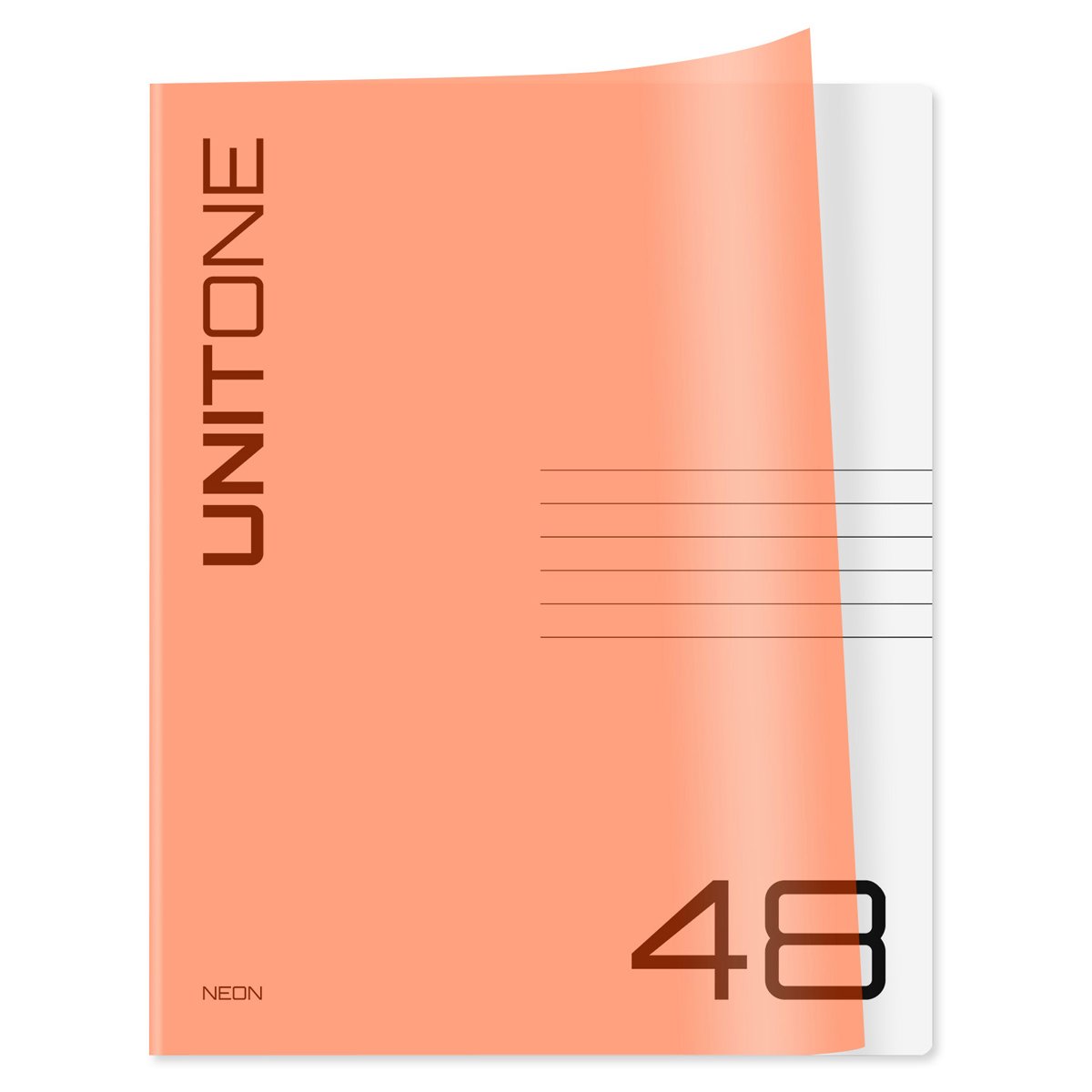 превью Тетрадь 48л. клетка BG «UniTone. Neon», пластиковая обложка, неон оранжевый