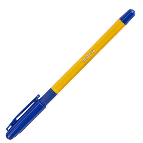 Ручка шариковая с грипом STAFF «Basic BP-14 Orange», СИНЯЯ, узел 0.7 мм, линия письма 0.35 мм