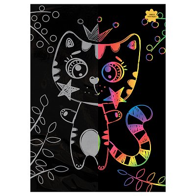 Гравюра с мультицветной основой ТРИ СОВЫ «Котик», А4