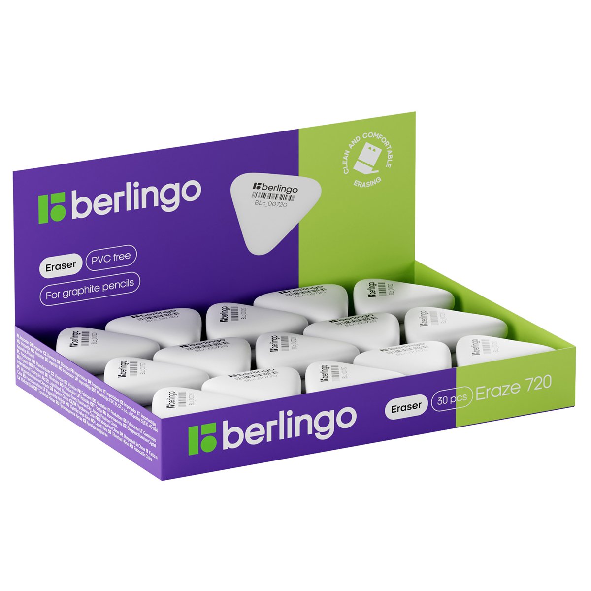 Ластик Berlingo «Eraze 720» треугольный, термопластичная резина, 34×33×9мм (малый)